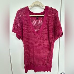 Full Tilt maroon short sleeve knit sweater, size L